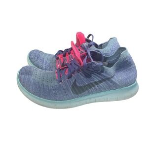 Nike Free RN Flyknit Women's Running Shoes Size 8‎ Purple Dust Pink Blue